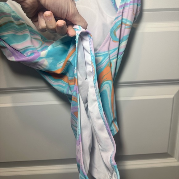 Victoria’s Secret PINK One Piece Swimsuit Medium Teal Pink Swirl - Picture 6 of 11